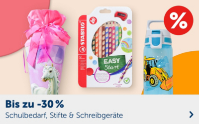 Bis zu -30 % auf Schulbedarf, Stifte & Schreibgeräte