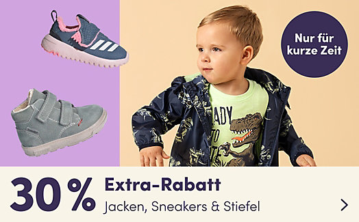 30 % Extra-Rabatt auf Jacken, Jacken, Sneakers & Stiefel