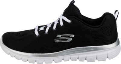 skechers graceful get connected black and rose gold trainers