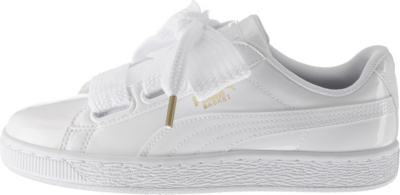 puma patent basket heart sneaker in white
