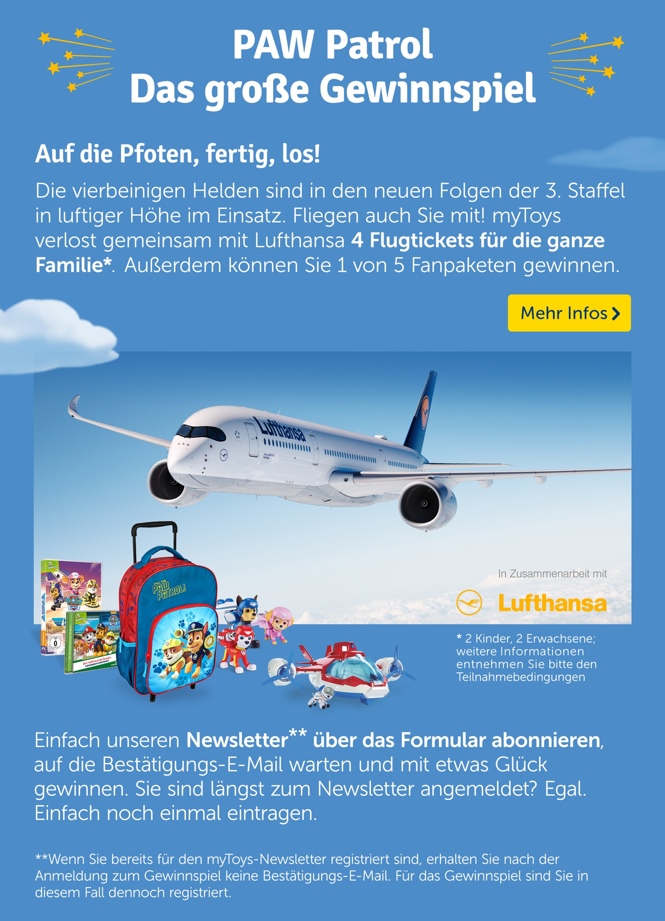 Gewinnspiel Paw Patrol Gewinne 4 Gutscheine Fur Die Lufthansa Mytoys